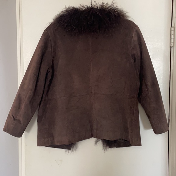 Vintage Chico’s design suede and Mongolian fur trim jacket women’s size small - Picture 6 of 7